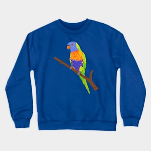 Rainbow Lorikeet on a Twig Crewneck Sweatshirt